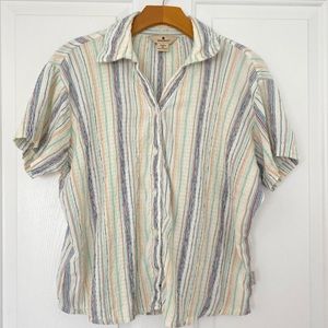 Woolrich textured striped button down top